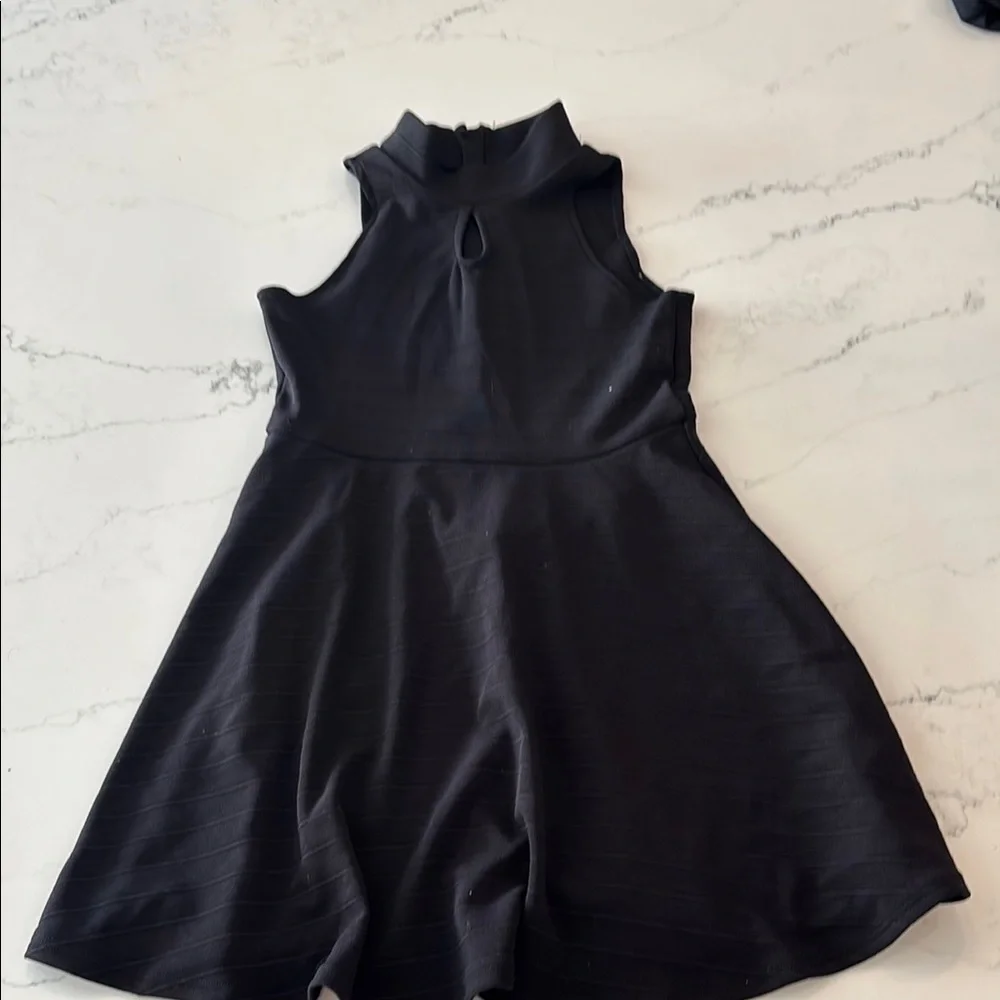 Black Sleeveless Mock Neck A-Line Dress
